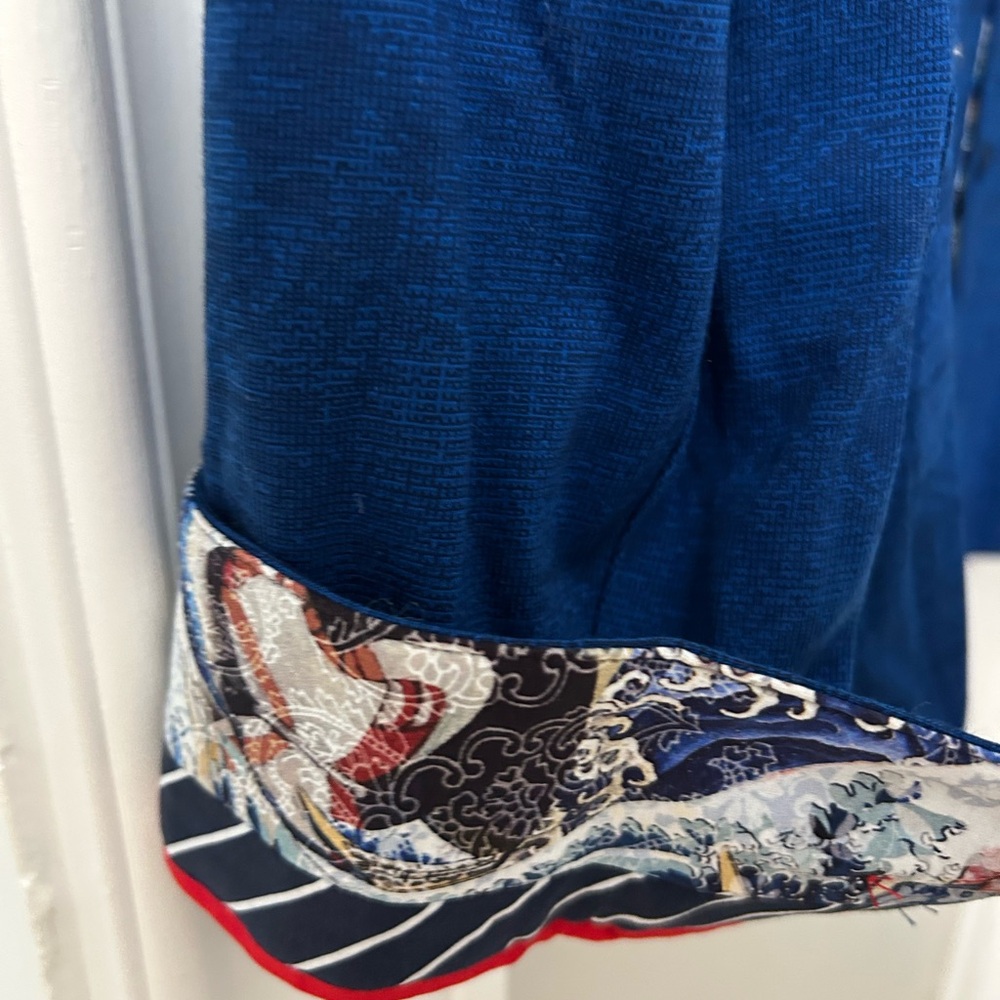 AuNoir Jewelry Blue Shirt with Patterned Collar - Picture 7 of 9